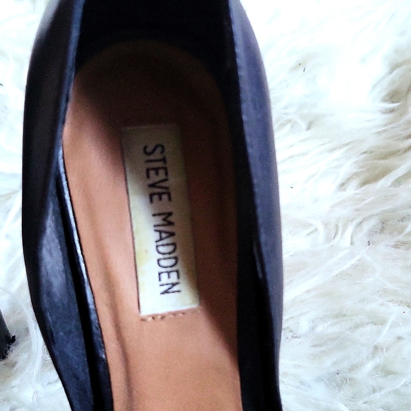 Steve Madden Deeny Stiletto Pumps Smooth Black Leather High Heels - Picture 9 of 11